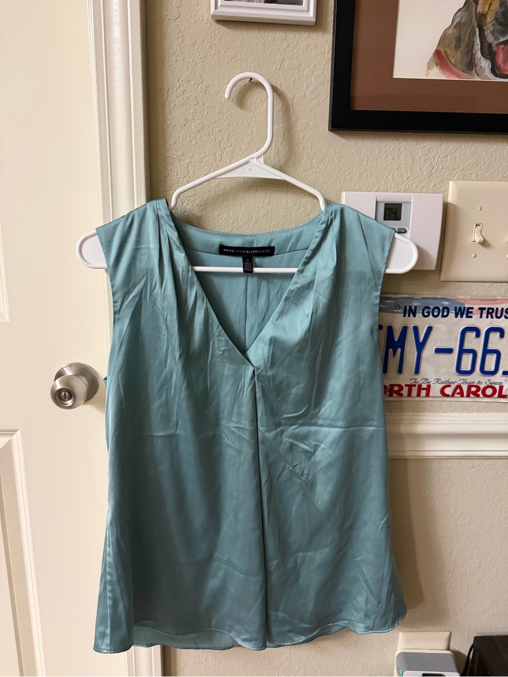 White House Black Market Satin V-Neck Tank